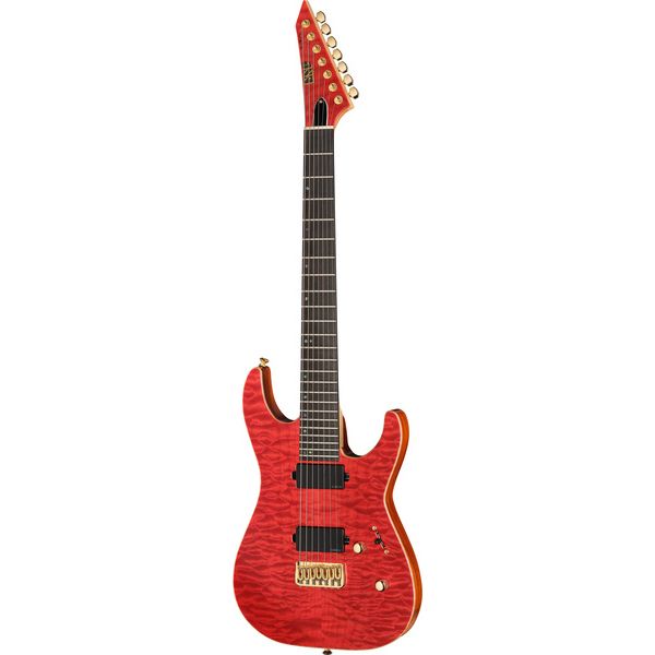 Test de la guitare ESP M7B HT RASPBERRY GH EMG 7 cordes, essai complet