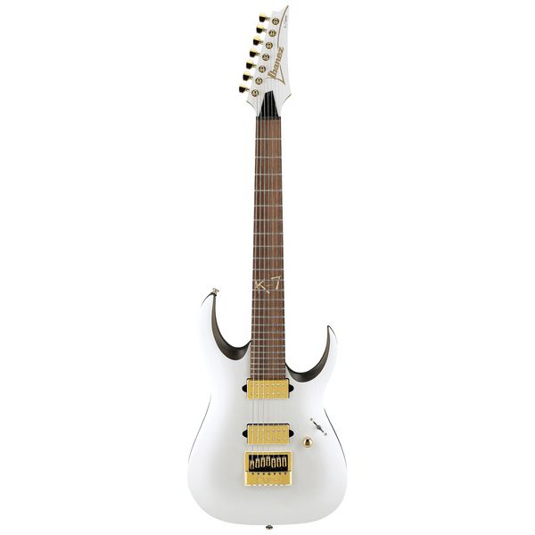Test Ibanez K7YANG: essai technique de la guitare sept cordes blanche